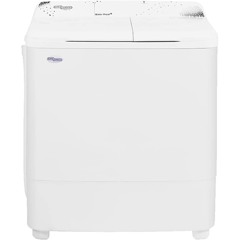 Super General 7 Kg Twin-Tub Semi-Automatic Washing Machine, White, Efficient Top-Load Washer With Low Noise Gear Box, Spin-Dry, SGW-77-N, 77 X 42 X 90 Cm, 1 Year Warranty
