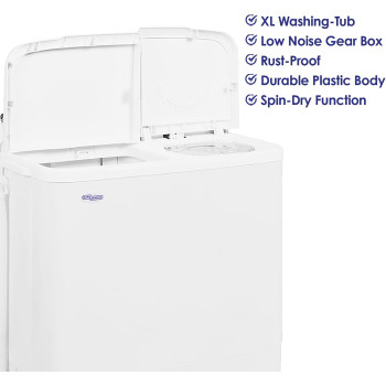 Super General 7 Kg Twin-Tub Semi-Automatic Washing Machine, White, Efficient Top-Load Washer With Low Noise Gear Box, Spin-Dry, SGW-77-N, 77 X 42 X 90 Cm, 1 Year Warranty