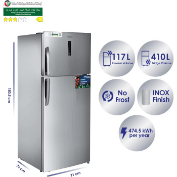 Super General 700 Liters Gross Top-Mount Refrigerator-Freezer, No-Frost, Inverter, Electronic Temperature-Control, Lock & Key, Silver, SGR715L, 71 X 79 X 183.5 Cm, 1 Year Warranty