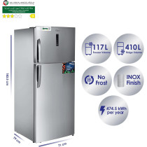 Super General 700 Liters Gross Top-Mount Refrigerator-Freezer, No-Frost, Inverter, Electronic Temperature-Control, Lock & Key, Silver, SGR715L, 71 X 79 X 183.5 Cm, 1 Year Warranty