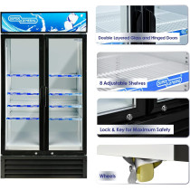 Super General 800 Liter Gross Double-Door Chiller, Upright Beverage-Showcase, Energy-Saving, Low-Noise, White/Black, SGSC-818-IF, 94 X 58.5 X 206 Cm, 1 Year Warranty