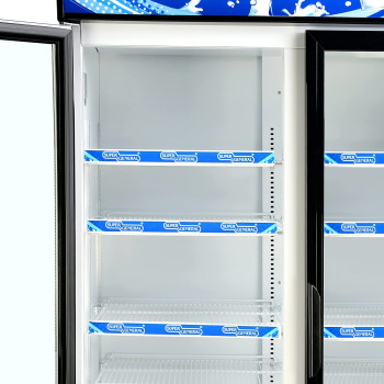 Super General 800 Liter Gross Double-Door Chiller, Upright Beverage-Showcase, Energy-Saving, Low-Noise, White/Black, SGSC-818-IF, 94 X 58.5 X 206 Cm, 1 Year Warranty