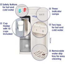 Super General Counter-Top Hot And Cold Water Dispenser, Water-Cooler With Cup-Holder, Instant-Hot-Water, 2 Taps, Sgl-1131