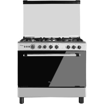 Super General Freestanding Gas-Cooker 5-Burner Full-Safety, Silver, SGC-901-FS, 1 Year Warranty