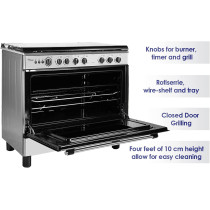 Super General Freestanding Gas-Cooker 5-Burner Full-Safety, Silver, SGC-901-FS, 1 Year Warranty