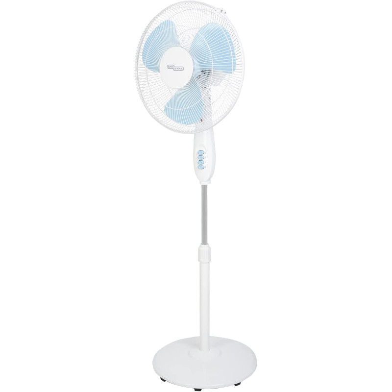 Super General Pedestal Fan, Oscillation, Adjustable In Height Up To 140 Cm, 3 Speed, White, Energy-Saving, 50W, Sgsf-28-M, One Year Warranty
