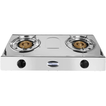 Super General Table-Top Gas-Cooker 2 Burner, Stainless-Steel-Cooker, Removable Trivet And Saucer Tray, Silver, Sgb-212-Ffd, 70 X 30 X 10 Cm, 1 Year Warranty