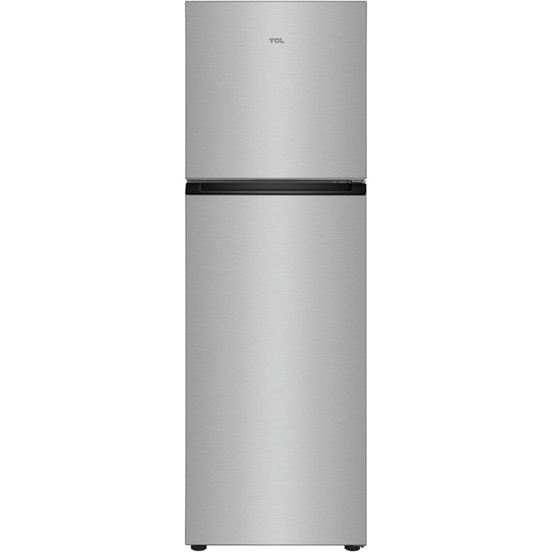 TCL 324 Liters Double Door Top Mount Refrigerator, Large Crisper Drawer With Humidity Control, Inox, P324TMN