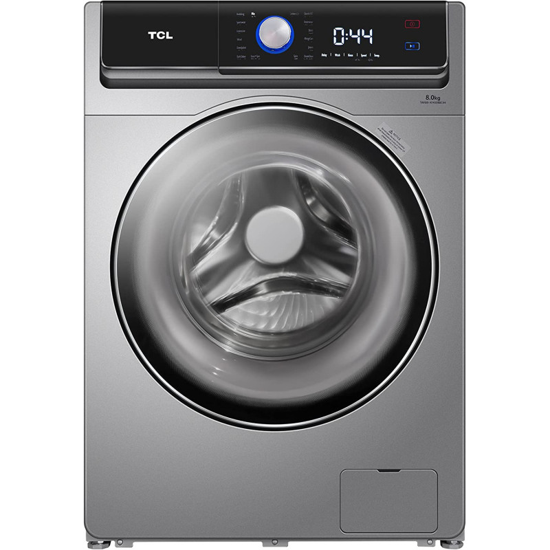 TCL 8 Kg Front Loading Washing Machine, 1400 Rpm, 16 Programs Fully Automatic Washer, Silver, P808FlS
