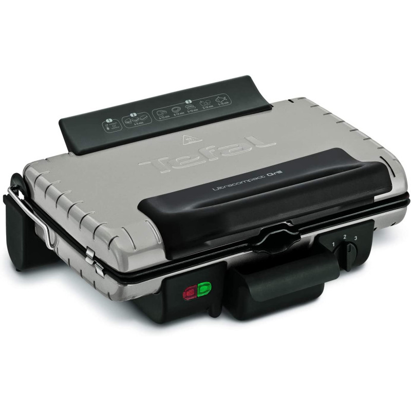 Tefal Grill Ultra Compact Barbecue / BBQ Grill, 1700 Watts, Silver (GC302B28)