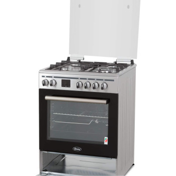 Terim 60X60 Cooker, 4 Gas Burners, With 55L Oven Capacity, Stainless Steel, Terge66St, 1 Year Warranty