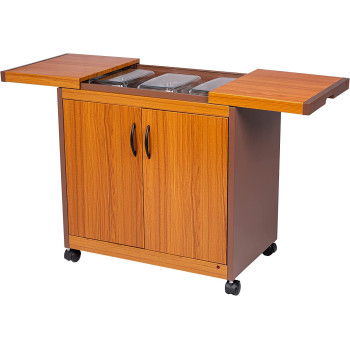 Wolf Power Freestanding 3 Dish Food Warmer Trolley With Slide Cover, Golden, WPS6232GO