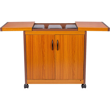 Wolf Power Freestanding 3 Dish Food Warmer Trolley With Slide Cover, Golden, WPS6232GO