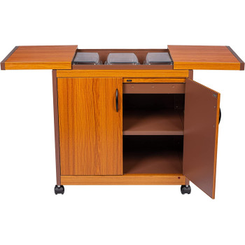 Wolf Power Freestanding 3 Dish Food Warmer Trolley With Slide Cover, Golden, WPS6232GO