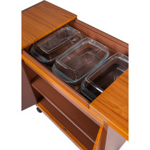 Wolf Power Freestanding 3 Dish Food Warmer Trolley With Slide Cover, Golden, WPS6232GO