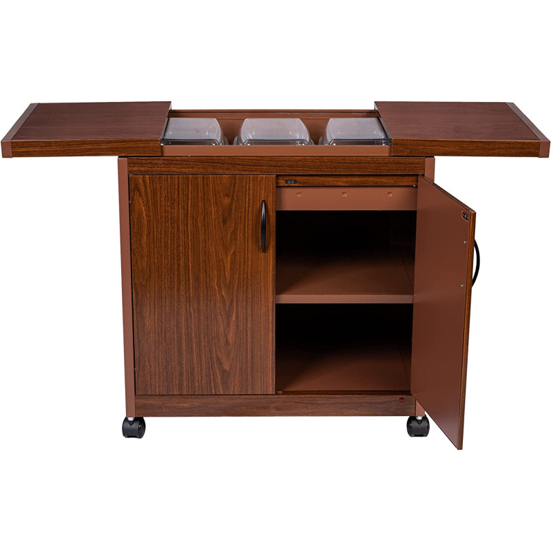 Wolf Power Freestanding 3 Dish Food Warmer Trolley With Slide Cover, Mahogany, WPS6232DB