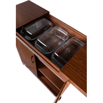 Wolf Power Freestanding 3 Dish Food Warmer Trolley With Slide Cover, Mahogany, WPS6232DB