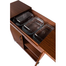 Wolf Power Freestanding 3 Dish Food Warmer Trolley With Slide Cover, Mahogany, WPS6232DB
