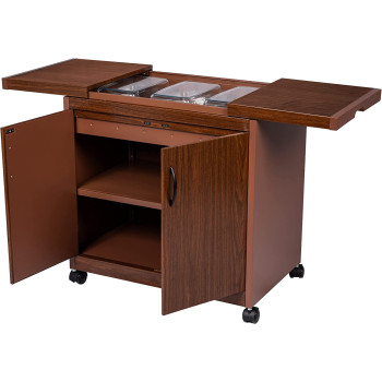 Wolf Power Freestanding 3 Dish Food Warmer Trolley With Slide Cover, Mahogany, WPS6232DB