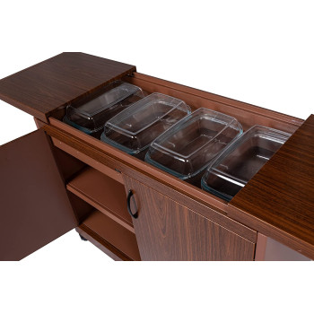 Wolf Power Freestanding 4 Dish Food Warmer Trolley With Slide Cover, Mahogany, Wps6242Db"Min 1 Year Manufacturer Warranty"