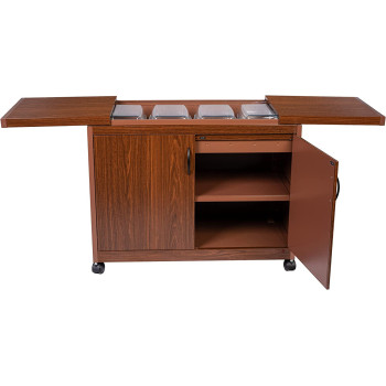 Wolf Power Freestanding 4 Dish Food Warmer Trolley With Slide Cover, Mahogany, Wps6242Db"Min 1 Year Manufacturer Warranty"