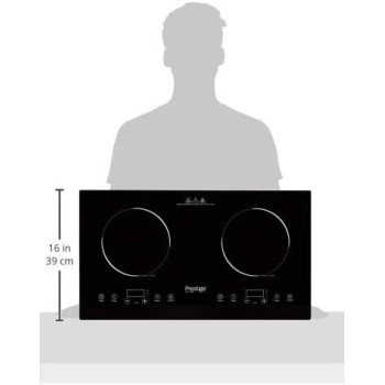 Prestige Double Induction Cooktop 3000 Watts, 8 Digital Temp Control Panel, Crystal Glass With Metal Base. 50 60 Hz Pr50359, Black"Min 1 Year Manufacturer Warranty"