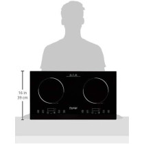 Prestige Double Induction Cooktop 3000 Watts, 8 Digital Temp Control Panel, Crystal Glass With Metal Base. 50 60 Hz Pr50359, Black"Min 1 Year Manufacturer Warranty"