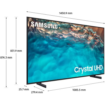 SAMSUNG Smart Tv, Crystal Uhd 4K, Bu8100, 65 Inch, Black, 2022, Hdr 10+, Dynamic Crystal Color, Ua65Bu8100Uxzn