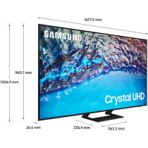 Samsung Smart Tv, Crystal UHD 4K, BU8500, 75 Inch, Black, 2022, HDR 10+, Dynamic Crystal Color, Object Tracking Sound Lite, Smart Hub, 2 Speakers, LCD LED, UA75BU8500UXZN
