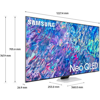 Samsung 55 Inch Smart TV, Neo QLED 4K, QN85B, Bright Silver, 2022, Quantum HDR 24X, Dolby Atmos Audio, Smart Hub, 6 Speakers, Model - QA55QN85BAUXZN With 1 Year Warranty