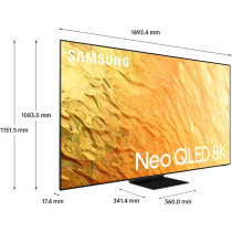 SAMSUNG Smart TV, Neo QLED 8K, QN800B, 85 Inch, Sand Black, 2022, Quantum HDR 32X, Dolby Atmos Audio, Smart Hub, 8 Speakers And In-Built Woofer, Mini Led, QA85QN800BUXZN