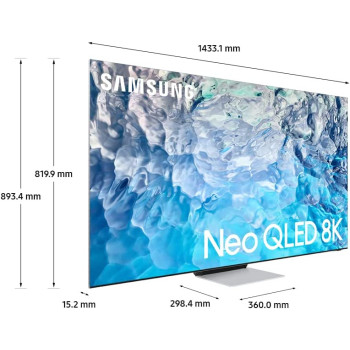 SAMSUNG Smart TV, Neo Qled 8K, QN900B, 65 Inch, Bright Silver, 2022, Quantum HDR 64X, Dolby Atmos Audio, Smart Hub, 12 Speakers And In-Built Woofer, Mini Led, QA65QN900BUXZN