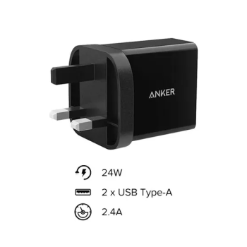 Anker 24W Dual-Port USB Charger Black