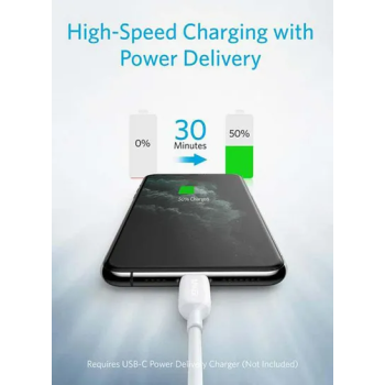 Anker PowerLine III USB-C To Lightning 6ft, White/Silver