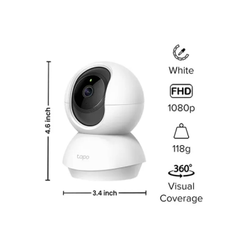 TP-LINK Tapo C200 Pan/Tilt 1080p Full HD Home Security Wi-Fi Camera, Live view And Two-Way Audio, Night Vision, Motion Detection, Baby Monitor, MicroSD Card Support,  Works With Google Assistant And Amazon Alexa, Remote Management By App
