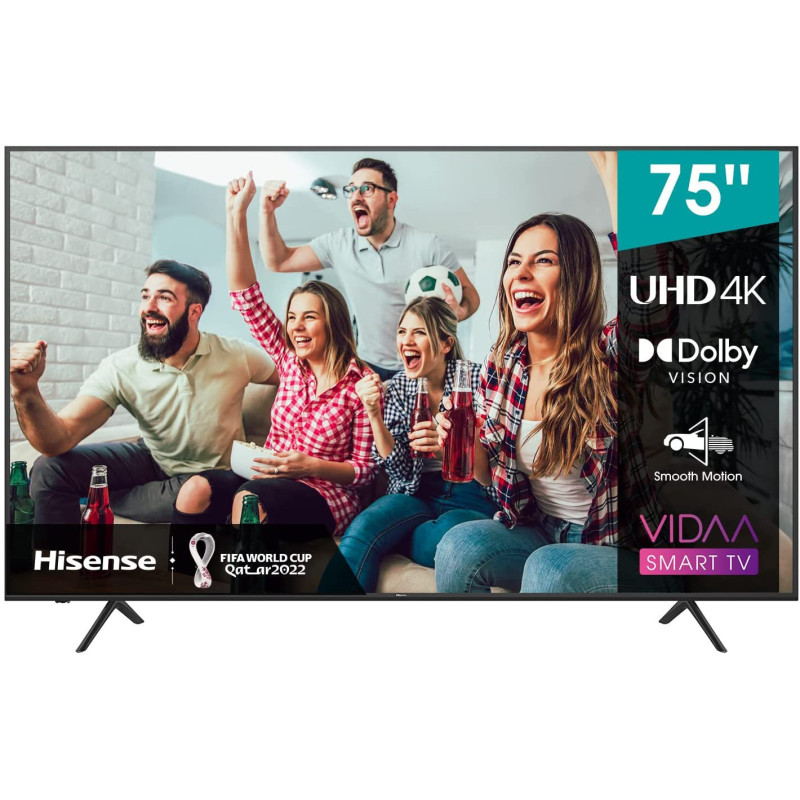 Hisense 75 inch 75A6GE UHD SMART TV 2021 HDR 10HLG, Wifi2.4GHZ, Bluetooth5.0 DLNA HDCP Version H.265 decoder