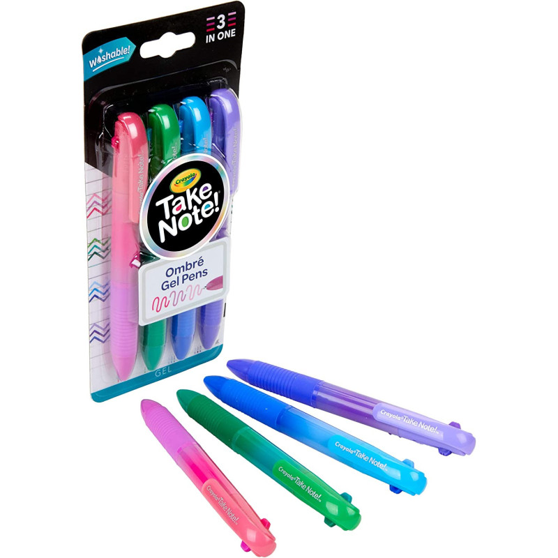 Crayola Washable Gel Pen Set, 3 Shades In 1 Pen, Office & School Supplies, 4 Count
