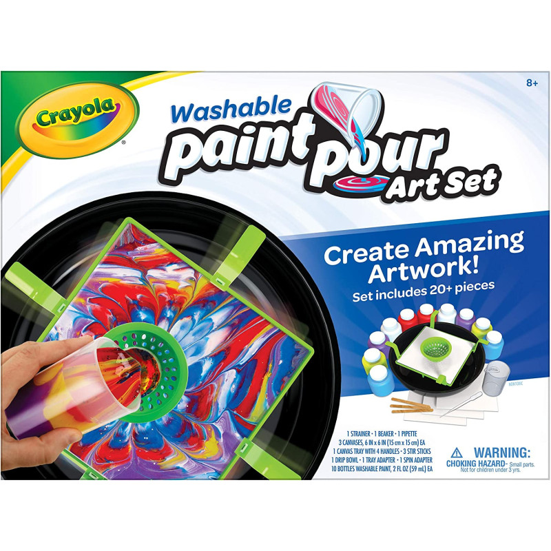 Crayola Washable Paint Pour Set, 20Pc Paint Set, Gift For Kids, 8, 9, 10, 11