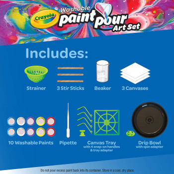 Crayola Washable Paint Pour Set, 20Pc Paint Set, Gift For Kids, 8, 9, 10, 11