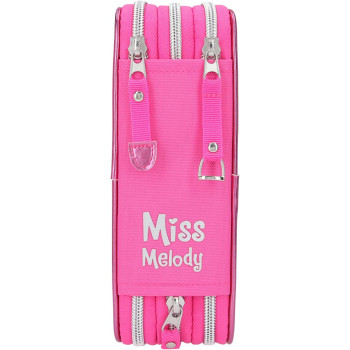Depesche 411424 Filled Pencil case in Miss Melody Cherry Blossom Design, Approx. 7 x 14 x 20 cm, with 3 compartments and pens by Lyra, Ruler, Scissors, Glue and a Secret Pocket, Pink