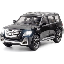 Diecast Car Alloy Car Model Diecasts Sound Light Modified Model Boy Toy Birthday Gift 1:24 For Nissan For Patrol SUV (Color : Black 1)