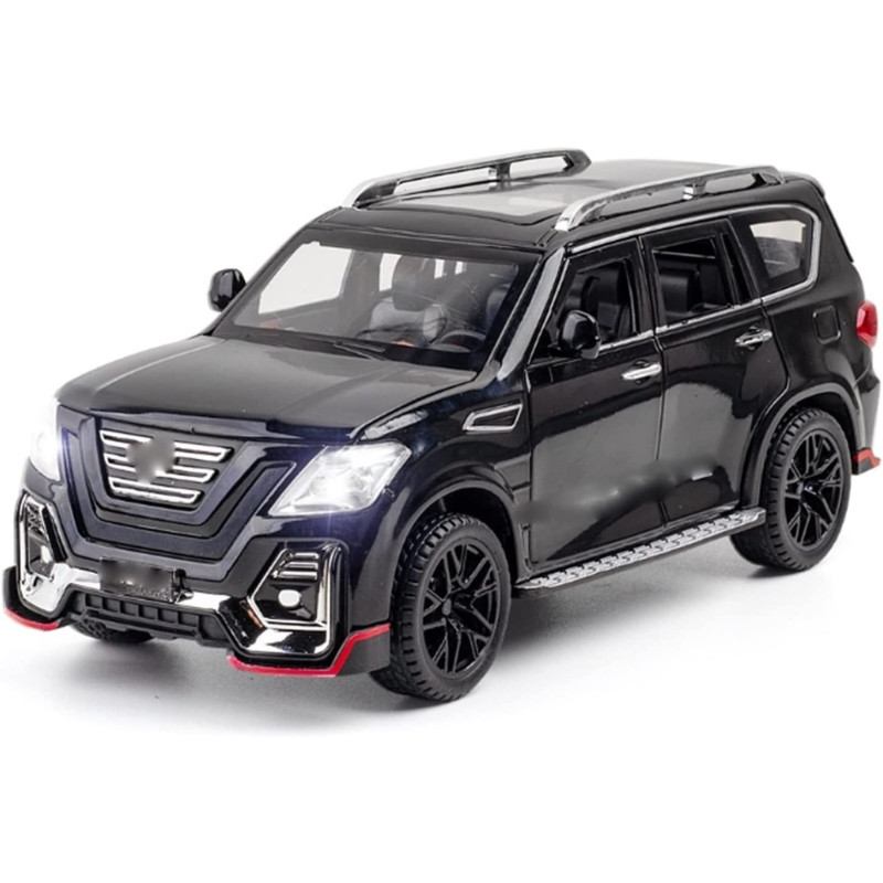 Diecast Car Alloy Car Model Diecasts Sound Light Modified Model Boy Toy Birthday Gift 1:24 For Nissan For Patrol SUV (Color : Black2)