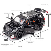 Diecast Car Alloy Car Model Diecasts Sound Light Modified Model Boy Toy Birthday Gift 1:24 For Nissan For Patrol SUV (Color : Black2)
