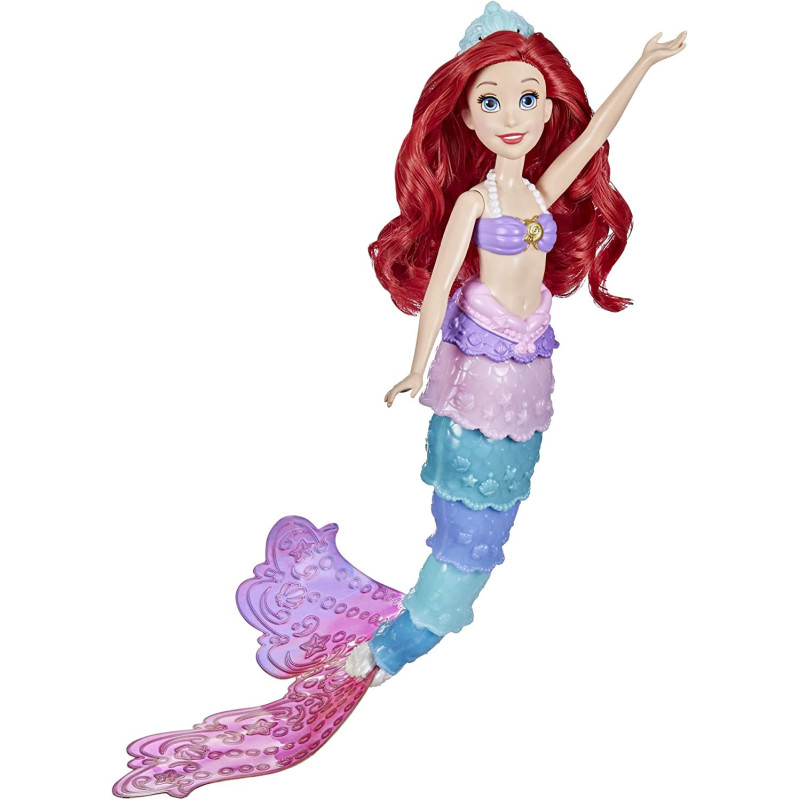 DISNEY Princess Rainbow Reveal Ariel, Color Change Doll, DISNEY'S The Little Mermaid Water Toy For Girls 3 Years And Up, F0399