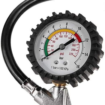 Abbasali 220PSI Car Tyre Inflator Also Deflator Pump Psi Bar Air Hose With Air Pressure Gauge For Auto Truck Suv Motorcycles With 10 Mtr Compressor Spring Hose