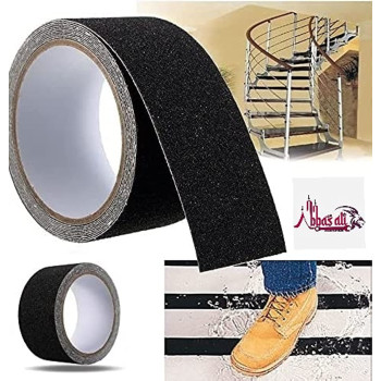 HARDWAREUAE 5M Roll Anti Slip Tape Stickers For Stairs Decking Strips For Stair Floor Bathroom Self Adhesive(Black)