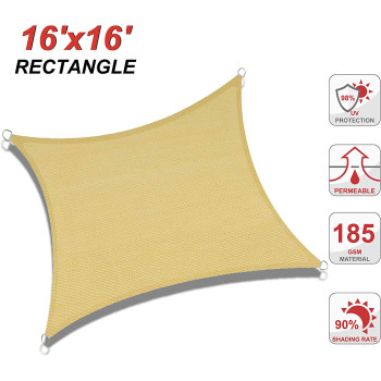 ABCCANOPY Sun Shade Sail Triangle Patio Shade, 16'X 16' Uv Block Canopy Sun Awning For Patio, Carport, Deck, SwiMMing Pool, Backyard, Beige