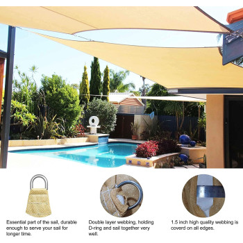 ABCCANOPY Sun Shade Sail, Uv Block Canopy Sun Awning For Patio, Deck, Backyard (Beige)