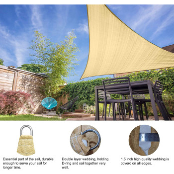 ABCCANOPY Sun Shade Sail, 13'X23' Uv Block Canopy Sun Awning For Patio, Deck, Backyard (Beige)