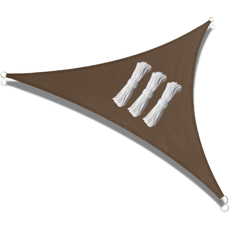 ABCCANOPY Sun Shade Sail, 20'X20'X20' Uv Block Canopy Sun Awning For Patio, Deck, Backyard (Brown)